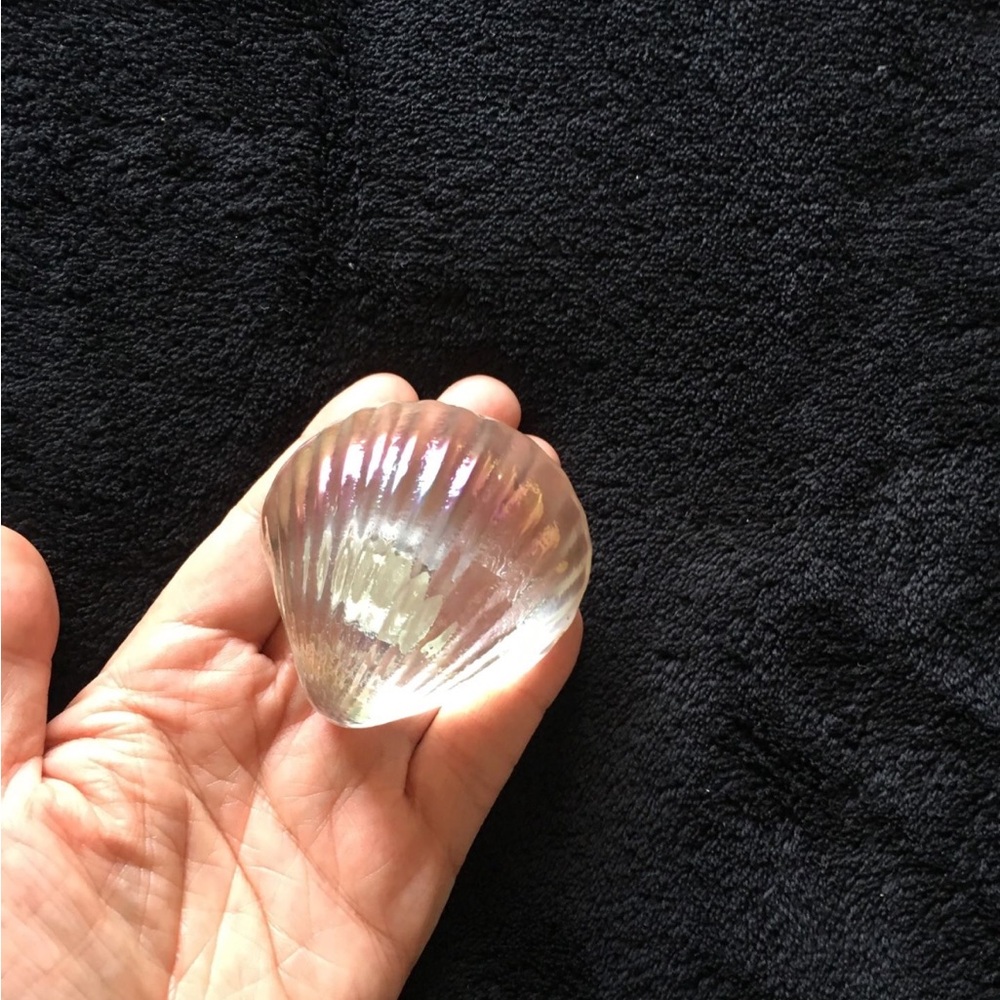 Iridescent Shell-Shaped Glass Paperweight